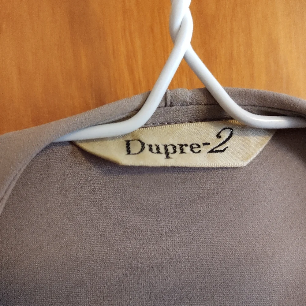Japanese wrap blouse. Mushroom blouse with chocolate brown trim - Picture 4 of 8